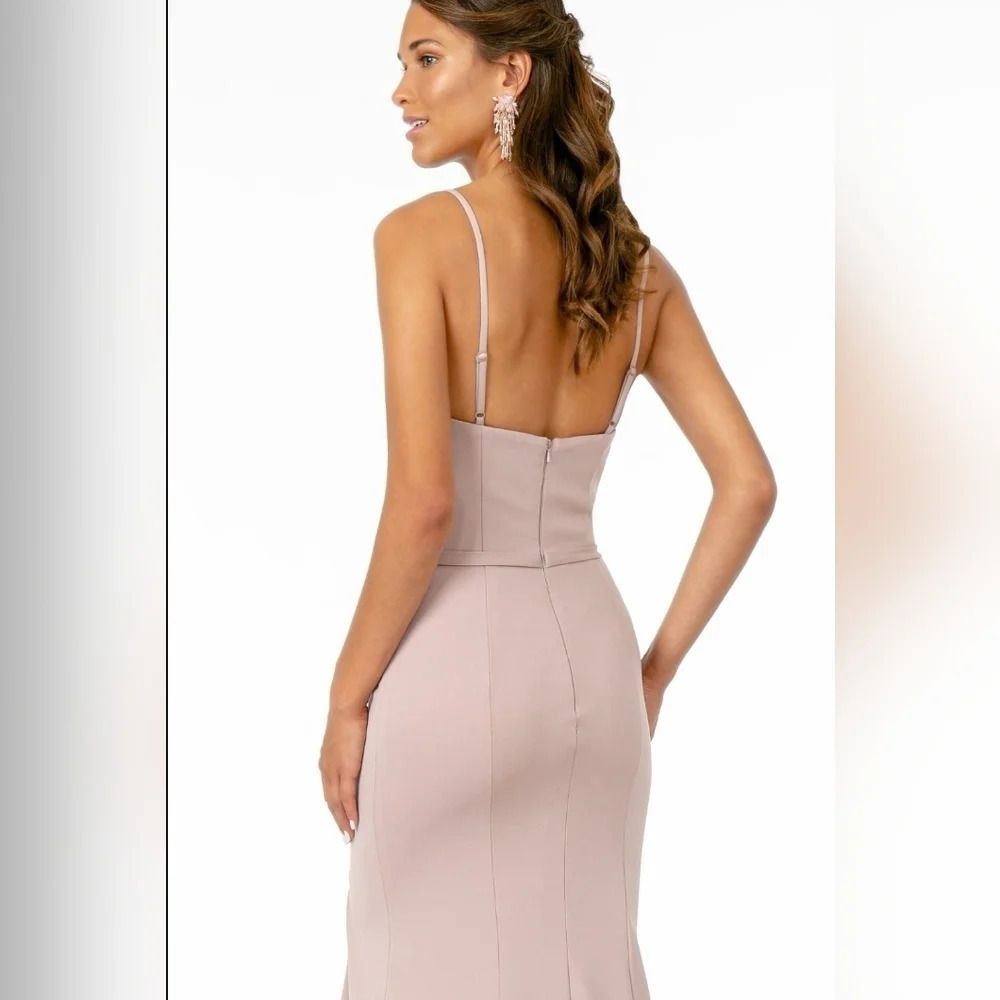 GL2670 Elizabeth K Rome Jersey Illusion Side Slit Long Dress Fabric - Picture 4 of 12